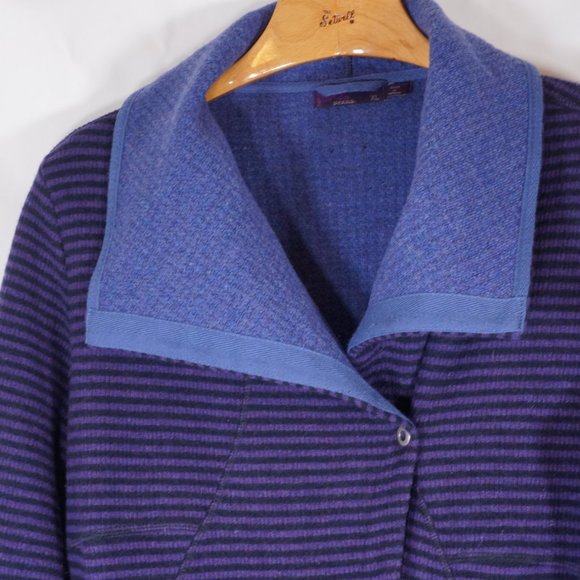 PRANA purple striped wool cardigan sweater XL - Picture 3 of 8